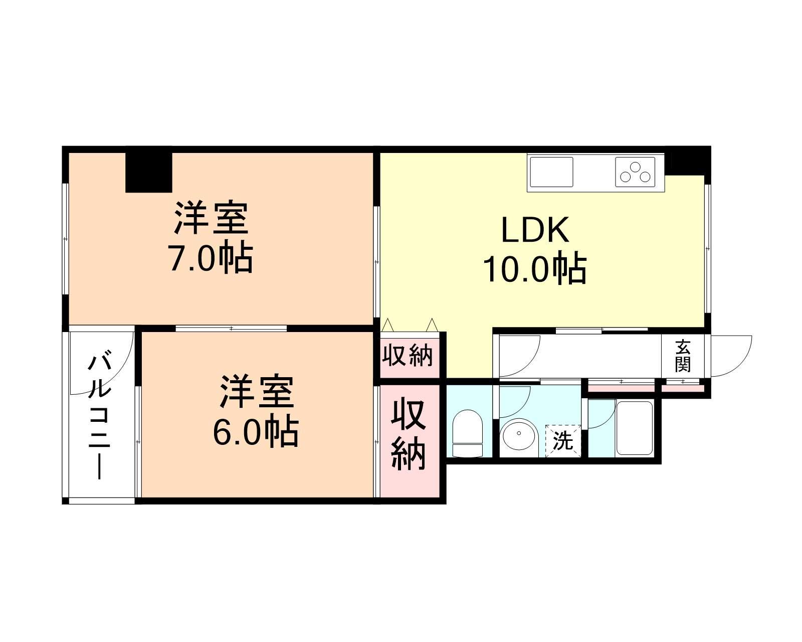 グランハイツ野村(2LDK/1階)の間取り写真