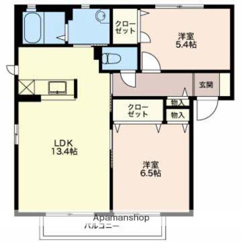 メゾンバリュージュA棟(2LDK/2階)の間取り写真