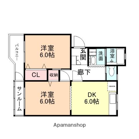 リハイム高岡(2DK/2階)の間取り写真