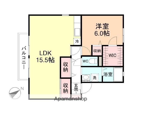 スカイクレストA(1LDK/2階)の間取り写真