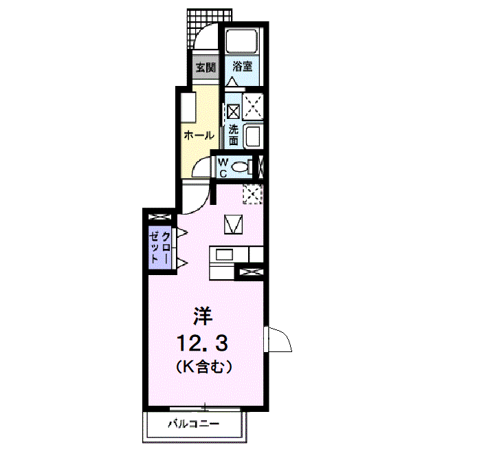 カトル・セゾンA(ワンルーム/1階)の間取り写真