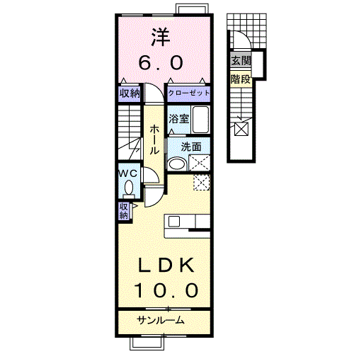 BOX32Ⅰ(1LDK/2階)の間取り写真