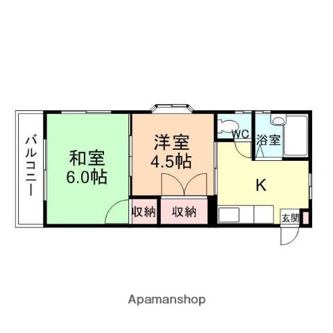 砺波プリーズA棟・B棟(2K/2階)の間取り写真