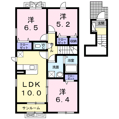 リブレ守護町A(3LDK/2階)の間取り写真