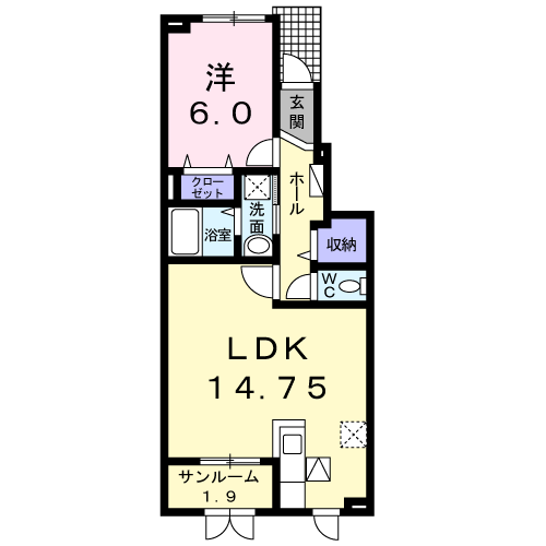 レジーナ(1LDK/1階)の間取り写真