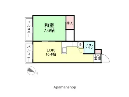 駅前ハイツ(1LDK/3階)の間取り写真