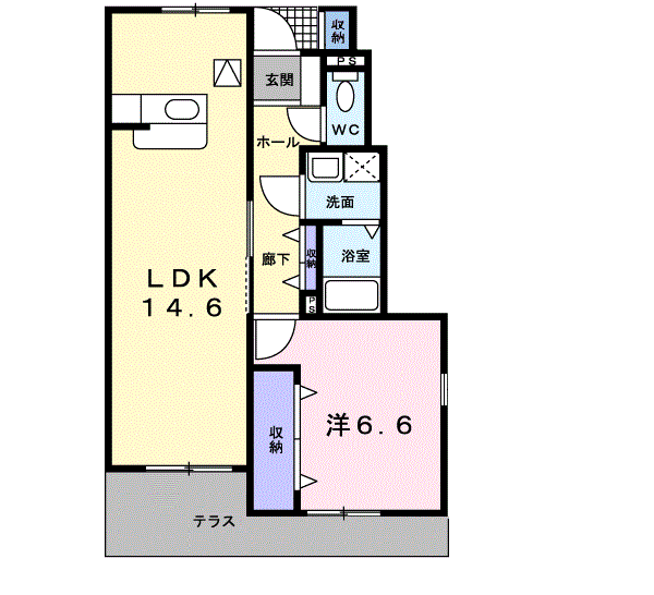 レ・パラッツオ2(1LDK/1階)の間取り写真