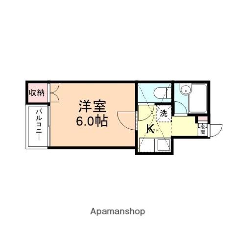 ボヌールのうまちⅠ(1K/2階)の間取り写真