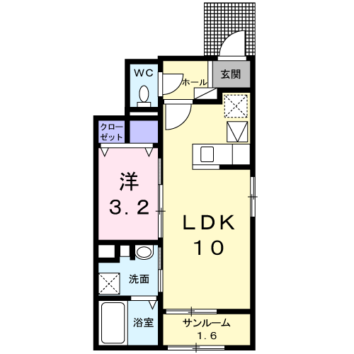 REVIVE89 ウエスト(1LDK/1階)の間取り写真