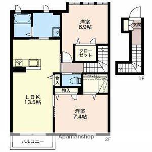 ディアコート ウィル(2LDK/2階)の間取り写真