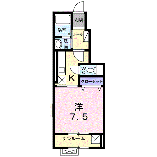 アウル豊町(1K/1階)の間取り写真