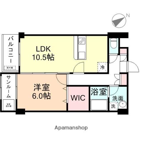 プリズムとなみ中神町(1LDK/3階)の間取り写真