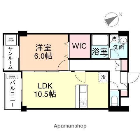 プリズムとなみ中神町(1LDK/1階)の間取り写真