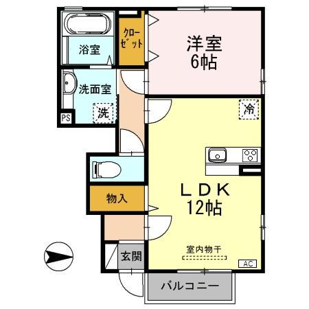 にゅうまごびれっじ2(1LDK/1階)の間取り写真