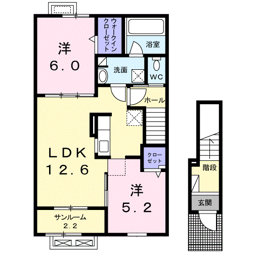 メゾン クロシェット(2LDK/2階)の間取り写真