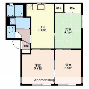 エスポワール21 B(3DK/1階)の間取り写真