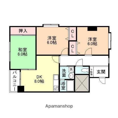 ステイツマンション芹川(3DK/1階)の間取り写真