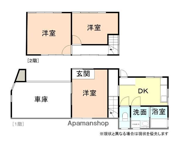 万葉線 広小路駅(富山) 徒歩3分 2階建 築66年(3DK)の間取り写真