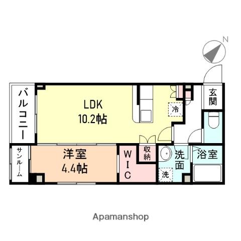 プリズムとなみ中神町アネックス(1LDK/3階)の間取り写真