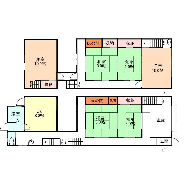 あいの風とやま鉄道 高岡やぶなみ駅 徒歩17分 2階建 築41年(6DK)の間取り写真