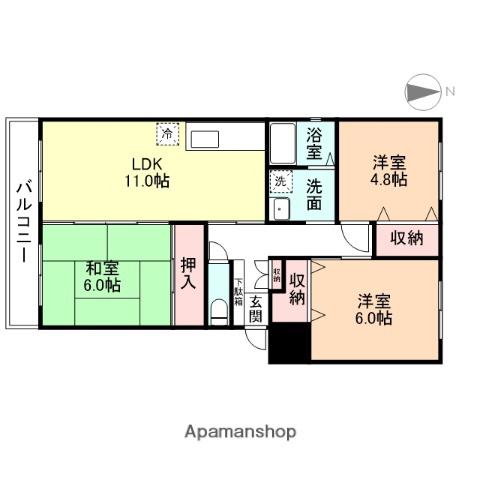アムール深江(3LDK/2階)の間取り写真