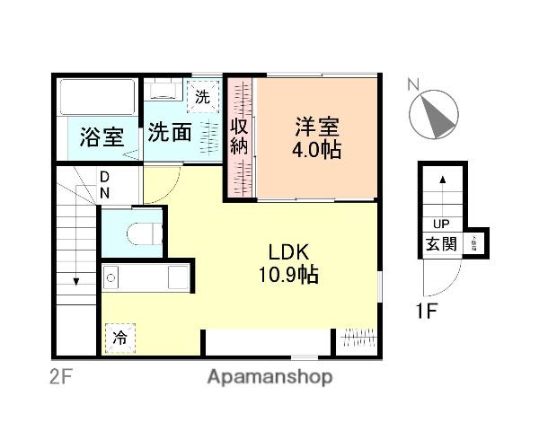 INTEGRAL向野町Ⅰ(1LDK/2階)の間取り写真