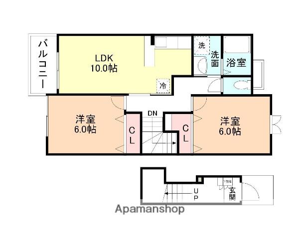 メゾン・アネックスB(2LDK/2階)の間取り写真