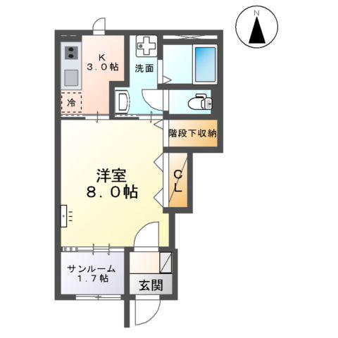 アジュール(1K/1階)の間取り写真