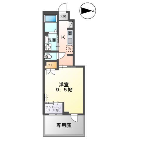 ボナール・ディアコート(1K/1階)の間取り写真