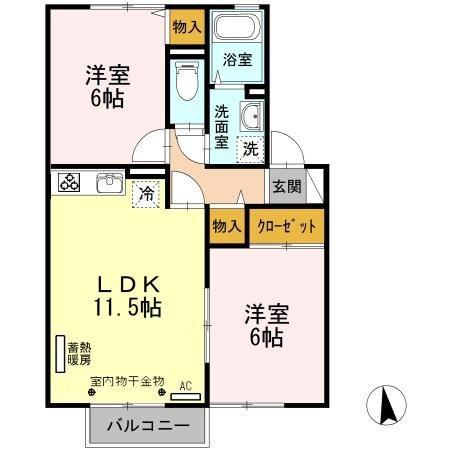 エルフタウン吉久 L(2LDK/2階)の間取り写真