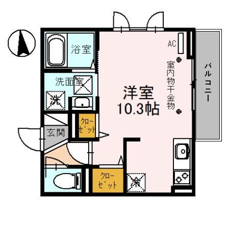 ルトリア(ワンルーム/1階)の間取り写真