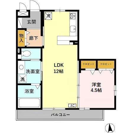 セジュールモネ(1LDK/1階)の間取り写真