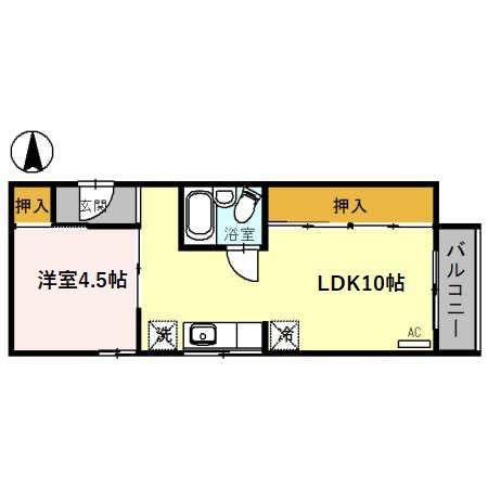 J-HOUSE駅南(1LDK/4階)の間取り写真