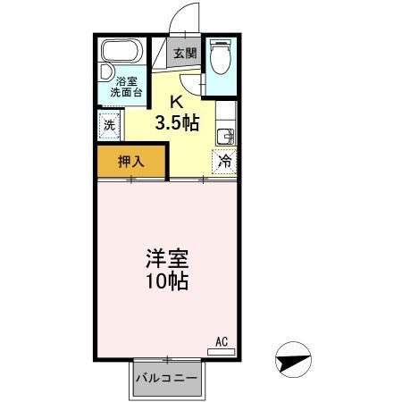 コーポ・セジュール(1K/2階)の間取り写真