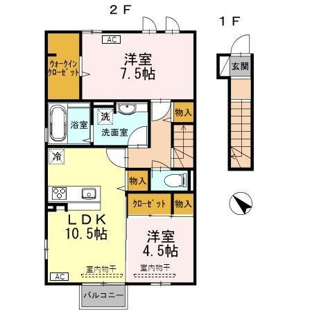 アコアカット(2LDK/2階)の間取り写真