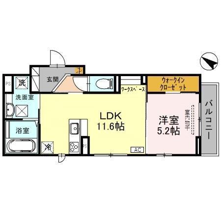 シェーンハイト(1LDK/1階)の間取り写真