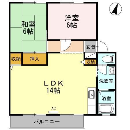 サンビレッジ 5(2LDK/2階)の間取り写真