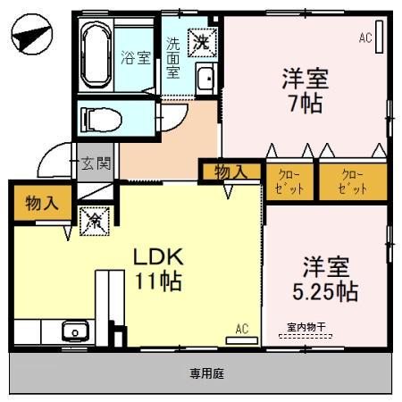 グランドスワード(2LDK/1階)の間取り写真