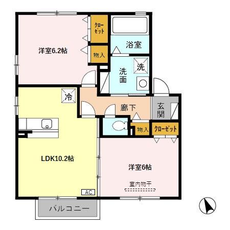 グランシャリオ(2LDK/2階)の間取り写真