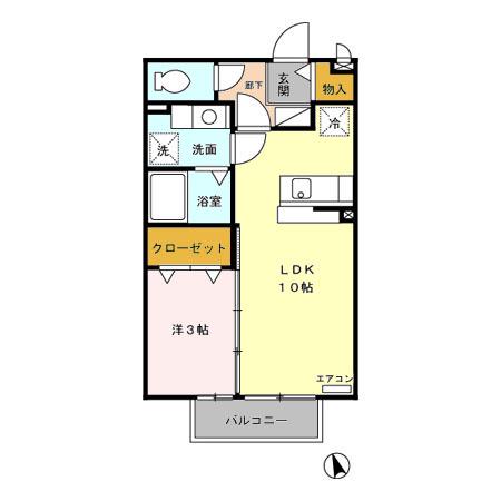 ミューズ21 A(1LDK/1階)の間取り写真
