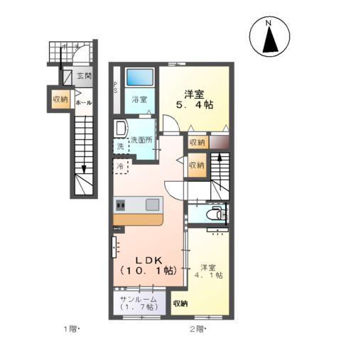 ルーベンス城東(2LDK/2階)の間取り写真