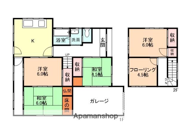 城端線 油田駅 徒歩15分 2階建 築49年(5K)の間取り写真