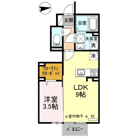 ルボンショワ(1LDK/1階)の間取り写真