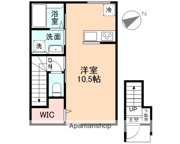 EDGEMOMENT荻布 B棟(ワンルーム/2階)の間取り写真