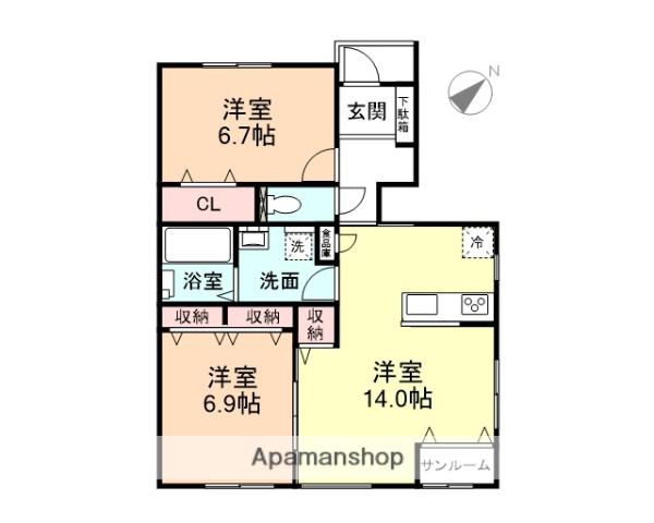 ソシアペンタスⅠ(2LDK/1階)の間取り写真