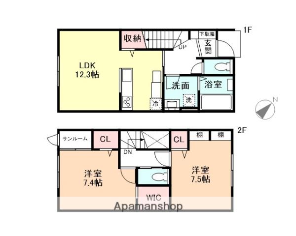 ソシアペンタスⅡ(2LDK/1階)の間取り写真