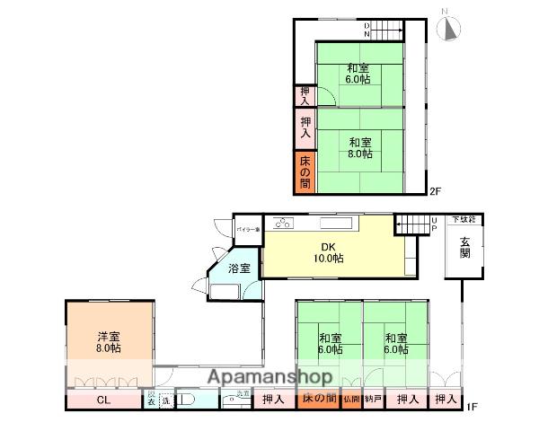 氷見線 雨晴駅 徒歩12分 2階建 築60年(5DK)の間取り写真