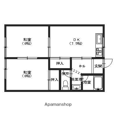 コーポ椿(2DK/2階)の間取り写真