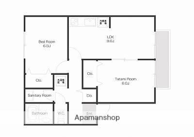 ライツェント(2DK/1階)の間取り写真