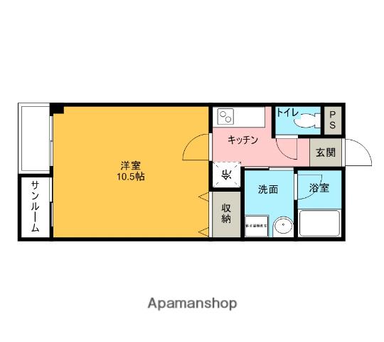 カトル・セゾン(1K/1階)の間取り写真